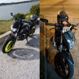 Lower handlebar mirrors for naked quad motorcycle