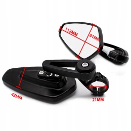 Lower handlebar mirrors for naked quad motorcycle