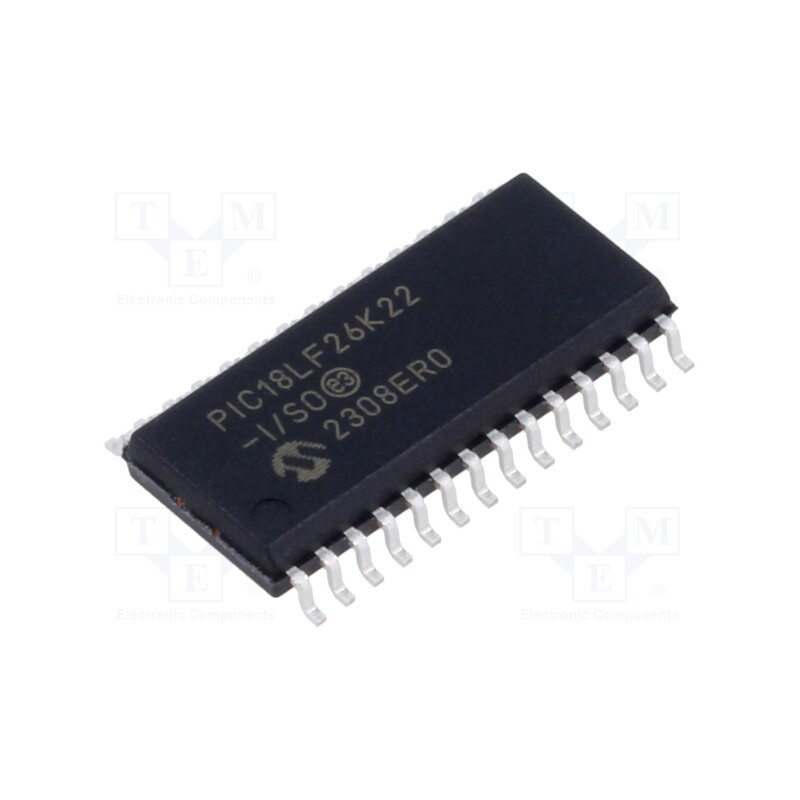 1 pcs x MICROCHIP TECHNOLOGY - PIC18LF26K22-I/SO - IC: PIC microcontroller, 64MHz, 1.8÷3.6VDC, SMD, SO28-W, PIC18