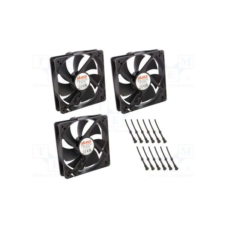 1 pcs x Akasa - AK-FN120-BKT03 - Fan: DC, axial, 12VDC, 120x120x25mm, 32dBA, HDB, 600÷1600rpm, black