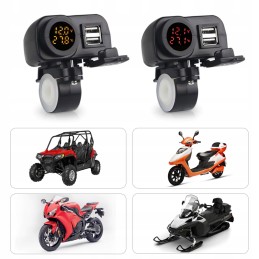 Quad charger voltmeter thermometer 2x USB 3in1