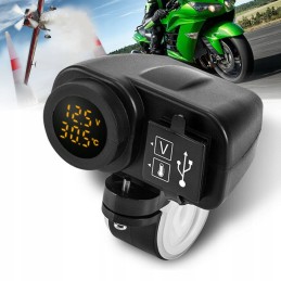 Quad charger voltmeter thermometer 2x USB 3in1