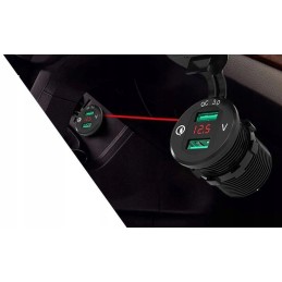 Moto quad charger 2x usb qc3 0 voltmeter 3a aluminum