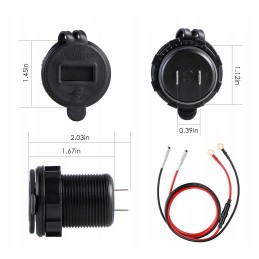 Moto quad charger 2x usb qc3 0 voltmeter 3a aluminum