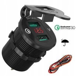 Moto quad charger 2x usb qc3 0 voltmeter 3a aluminum