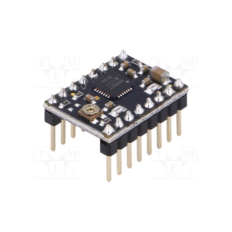 1 pcs x POLOLU - A4988 STEPPER MOTOR DRIVER CARRIER BLACK - Stepper motor controller, A4988, 1.2A, Uin mot: 8÷35V, Kit: module