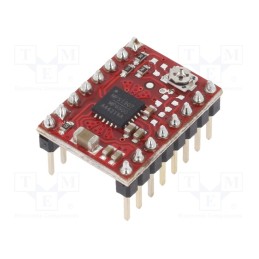 1 pcs x POLOLU - MP6500 STEPPER MOTOR DRIVER CARRIER - Stepper motor controller, MP6500, 1.5A, Uin mot: 4.5÷35V, red