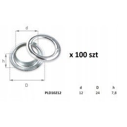 Eyelet for tarpaulin, tarpaulin eyelets, diameter 12, 100 pcs