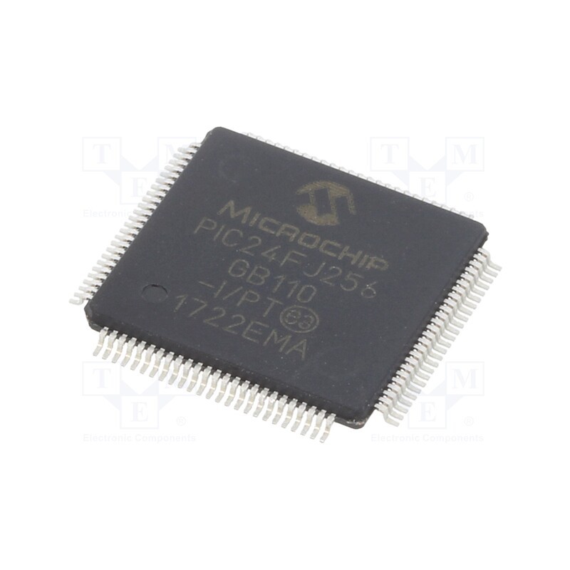 1 pcs x MICROCHIP TECHNOLOGY - PIC24FJ256GB110-I/PT - IC: PIC microcontroller, 256kB, 32MHz, SMD, TQFP100, PIC24