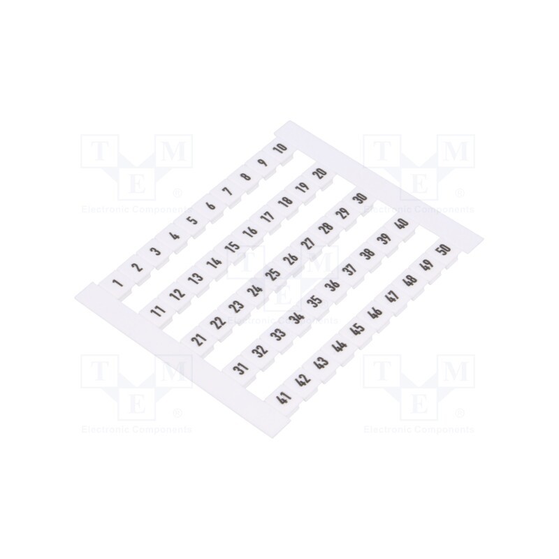 50 pcs x WEIDMu00dcLLER - 0473460001 DEK 5 FW 1-50 - Marker, white, Width: 5mm, Marking: 1-50, horizontal