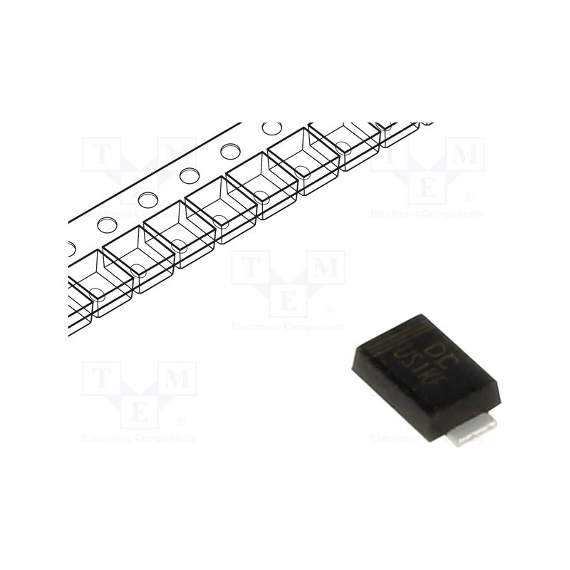 25 pcs x DC COMPONENTS - US1KF - Diode: rectifying, SMD, 800V, 1A, 75ns, SMA flat, Ufmax: 1.7V