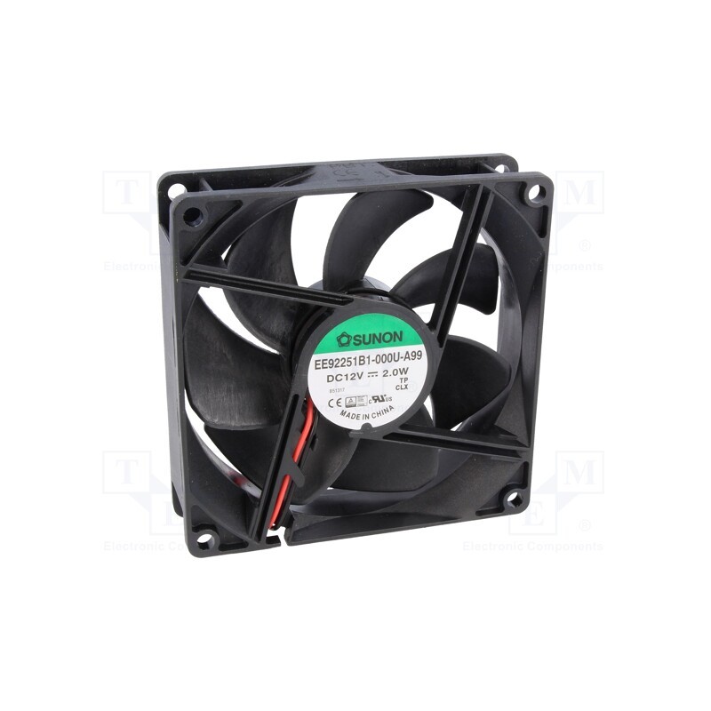 1 pcs x SUNON - EE92251B1-000U-A99 - Fan: DC, axial, 12VDC, 92x92x25mm, 87.55m3/h, 34dBA, ball bearing