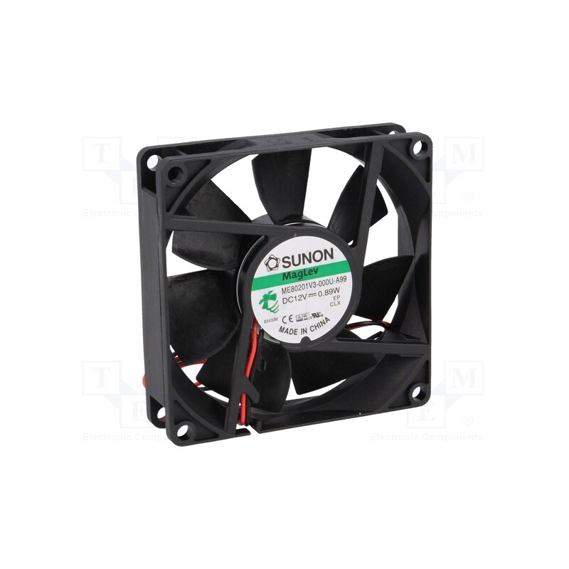 1 pcs x SUNON - ME80201V3-000U-A99 - Fan: DC, axial, 12VDC, 80x80x20mm, 49.27m3/h, 30dBA, Vapo, Len: 300mm