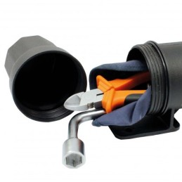 Motorcycle toolbox, tube for tools and grease