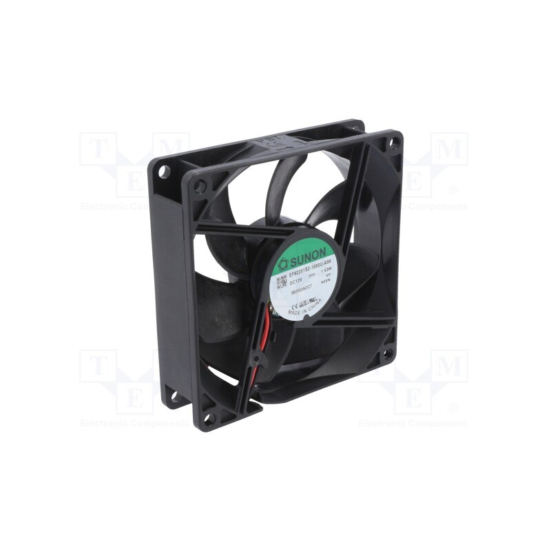 1 pcs x SUNON - EF92251S2-1000U-A99 - Fan: DC, axial, 12VDC, 92x92x25mm, 76.45m3/h, 32dBA, slide bearing