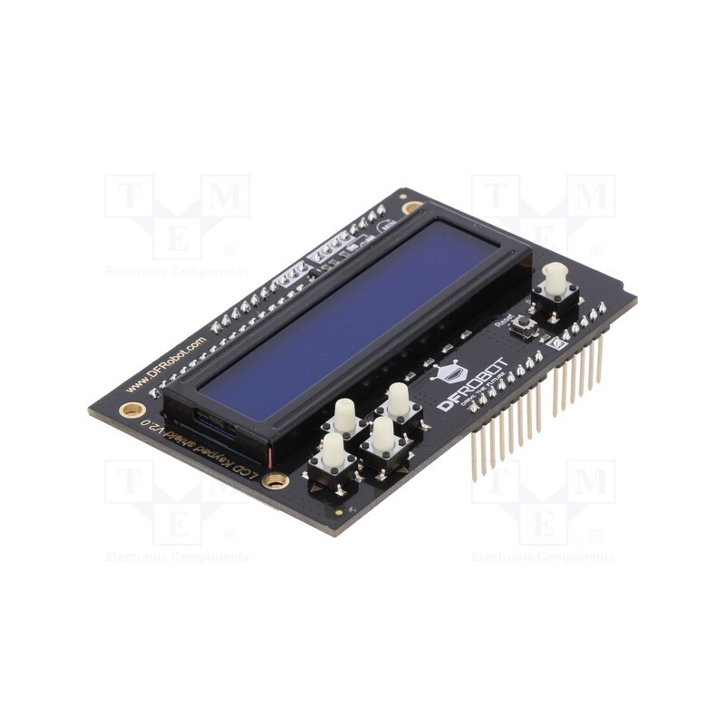1 pcs x DFROBOT - DFR0374 - Display: LCD, 16x2, 87x52x14.8mm, LED, Interface: I2C, pin strips