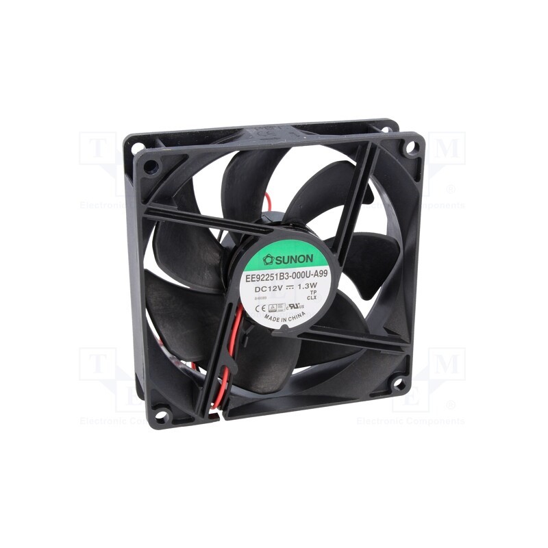 1 pcs x SUNON - EE92251B3-000U-A99 - Fan: DC, axial, 12VDC, 92x92x25mm, 67.15m3/h, 28dBA, ball bearing