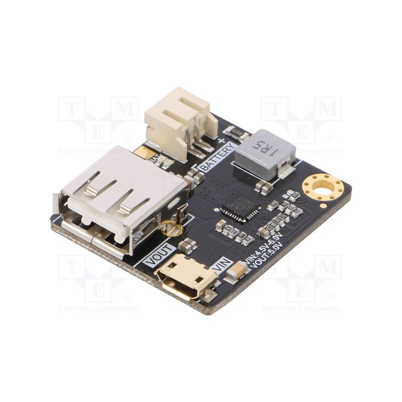 1 pcs x DFROBOT - DFR0446 - Module: Li-Po/Li-Ion charger, 4.5÷6VDC, Max.charg.current: 2.5A