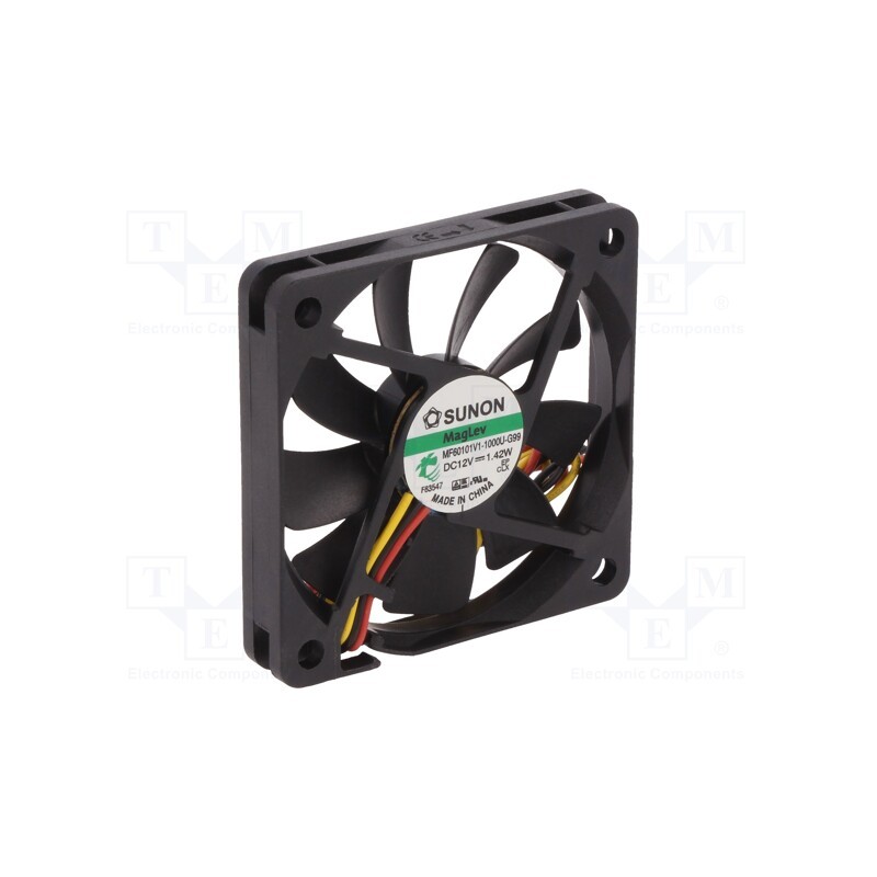 1 pcs x SUNON - MF60101V1-1000U-G99 - Fan: DC, axial, 12VDC, 60x60x10mm, 27.55m3/h, 28.5dBA, Vapo, 4000rpm