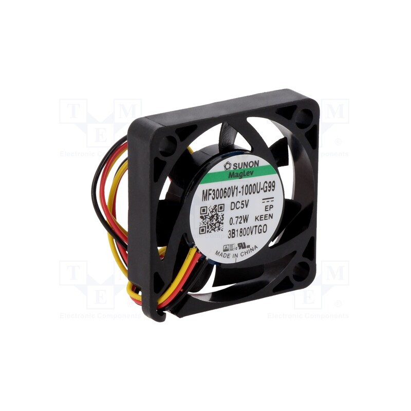 1 pcs x SUNON - MF30060V1-1000U-G99 - Fan: DC, axial, 5VDC, 30x30x6mm, 8.28m3/h, 23.6dBA, Vapo, Out: F type