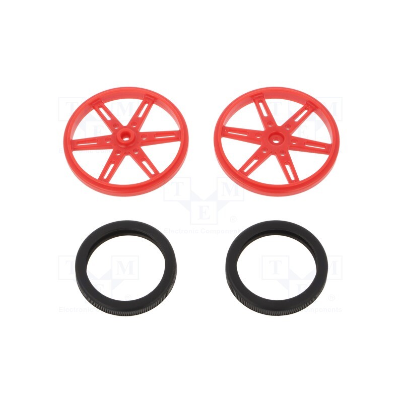 1 pcs x POLOLU - POLOLU WHEEL(25T, 5.8MM) - 70×8MM - Wheel, red, Shaft: knurled, push-in,screw, Ø: 70mm, Shaft dia: 5.8mm