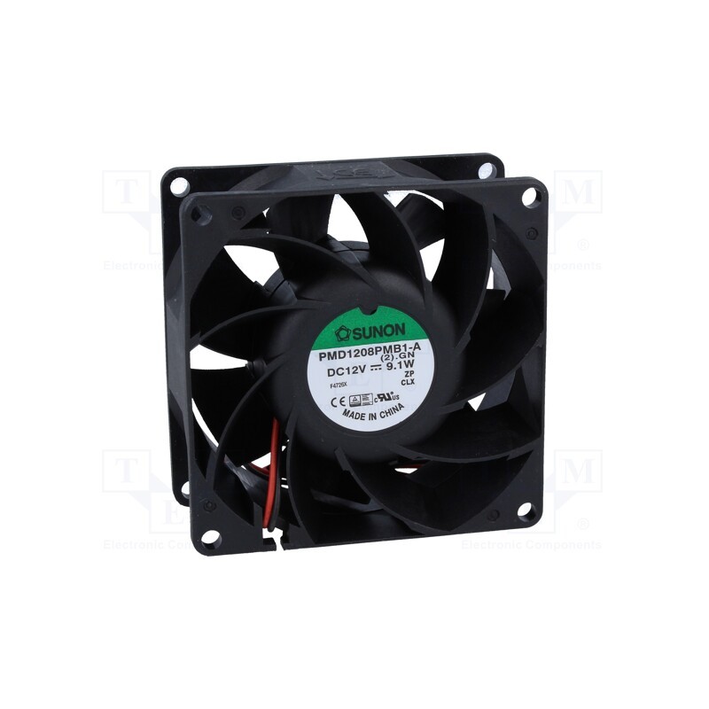1 pcs x SUNON - PMD1208PMB1-A(2).GN - Fan: DC, axial, 12VDC, 80x80x38mm, 143m3/h, 55.2dBA, ball bearing