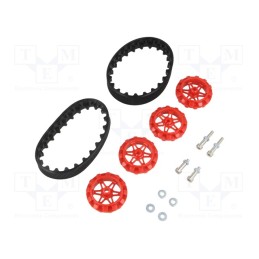 1 pcs x POLOLU - 22T TRACK SET - RED - Tracks, Kit: 4 wheels,nut x2,washer x2,screw x4, red, Ø: 35mm
