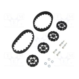 1 pcs x POLOLU - 22T TRACK SET - BLACK - Tracks, Kit: 4 wheels,nut x2,washer x2,screw x4, black, Ø: 35mm