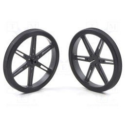 1 set x POLOLU - POLOLU WHEEL 80X10MM PAIR – BLACK - Wheel, black, Shaft: D spring, push-in, Ø: 80mm, Shaft dia: 3mm