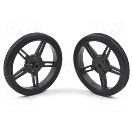 1 set x POLOLU - POLOLU WHEEL 60X8MM PAIR – BLACK - Wheel, black, Shaft: D spring, push-in, Ø: 60mm, Shaft dia: 3mm
