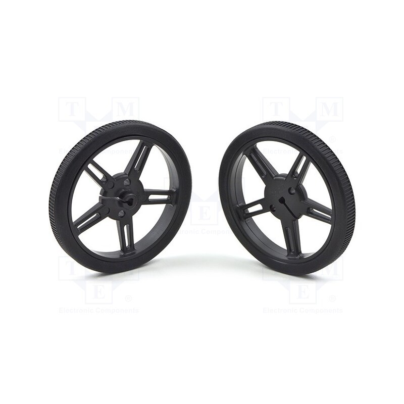1 set x POLOLU - POLOLU WHEEL 60X8MM PAIR – BLACK - Wheel, black, Shaft: D spring, push-in, Ø: 60mm, Shaft dia: 3mm
