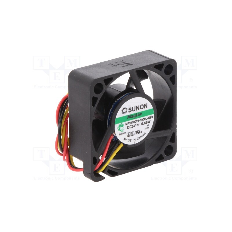 1 pcs x SUNON - MF30100V1-1000U-G99 - Fan: DC, axial, 5VDC, 30x30x10mm, 9.3m3/h, 23dBA, Vapo, Out: F type
