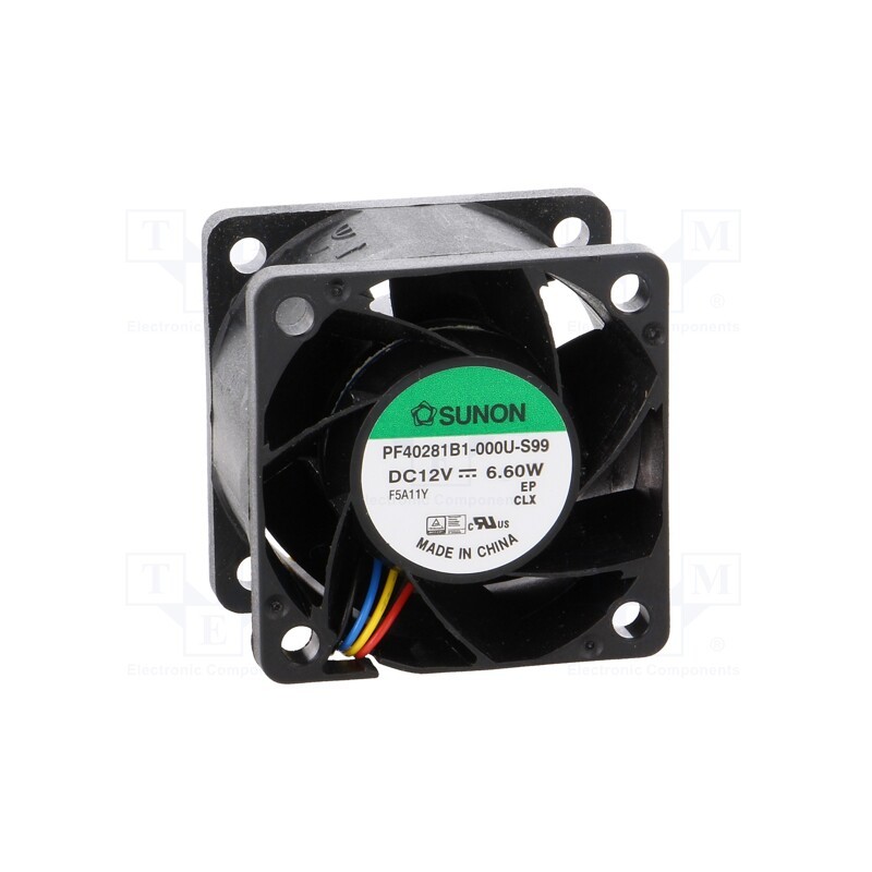 1 pcs x SUNON - PF40281B1-000U-S99 - Fan: DC, axial, 12VDC, 40x40x28mm, 42.3m3/h, 56dBA, ball bearing