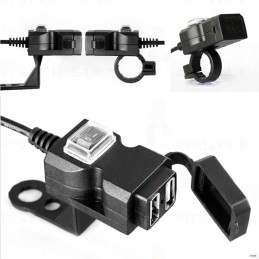 USB charger for handlebars, power supply 3 1a motorcycle
