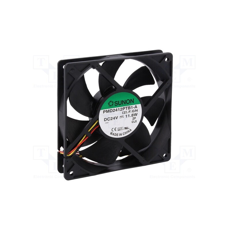 1 pcs x SUNON - PMD2412PTB1AF - Fan: DC, axial, 24VDC, 120x120x25mm, 254.84m3/h, 54dBA, Out: F type