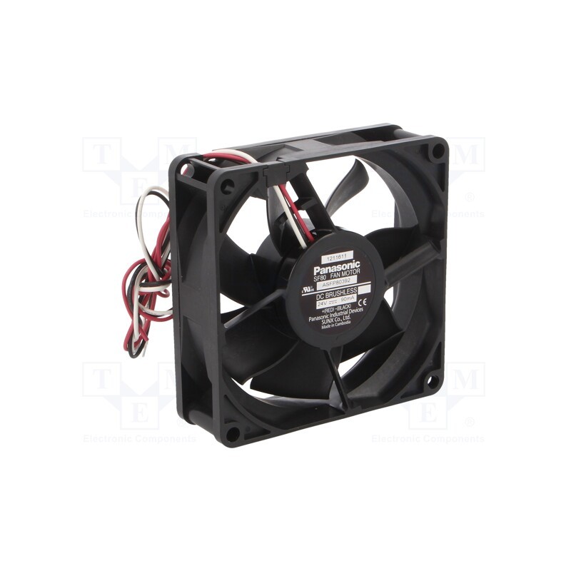 1 pcs x PANASONIC - ASFP80392 - Fan: DC, axial, 24VDC, 80x80x25mm, 70.2m3/h, 30dBA, ball bearing