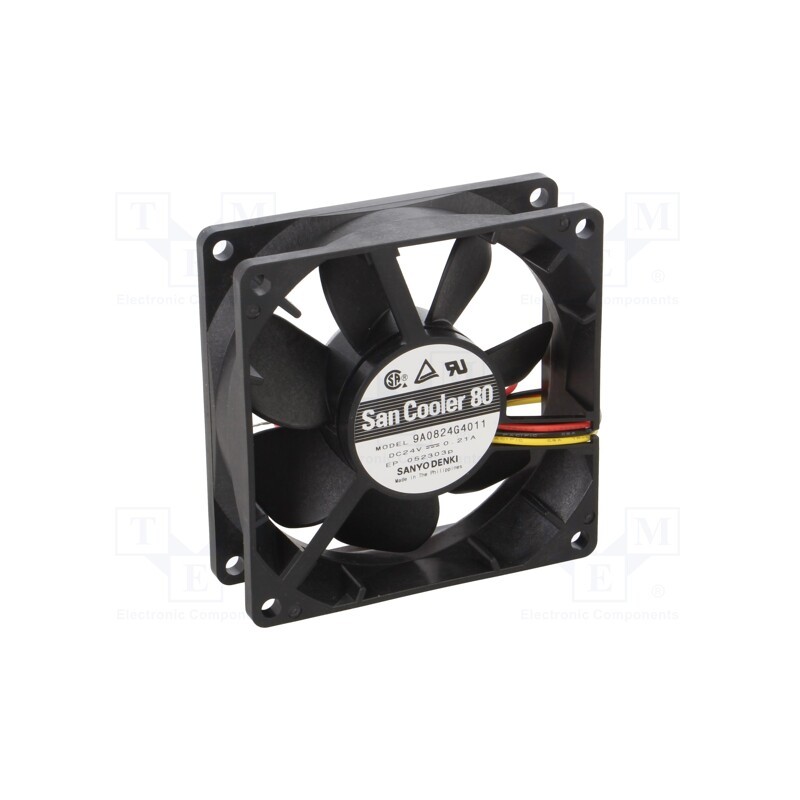 1 pcs x SANYO DENKI - 9A0824G4011 - Fan: DC, axial, 24VDC, 80x80x25mm, 90m3/h, 40dBA, ball bearing