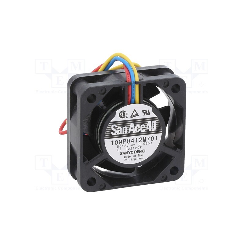 1 pcs x SANYO DENKI - 109P0412M701 - Fan: DC, axial, 12VDC, 40x40x15mm, 9m3/h, 24dBA, ball bearing