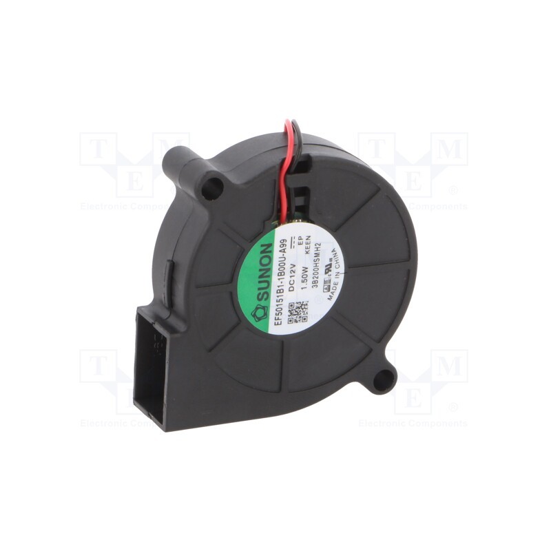 1 pcs x SUNON - EF50151B1-1B00U-A99 - Fan: DC, blower, 12VDC, 51.6x51.7x15mm, 7.64m3/h, 41dBA, 5200rpm