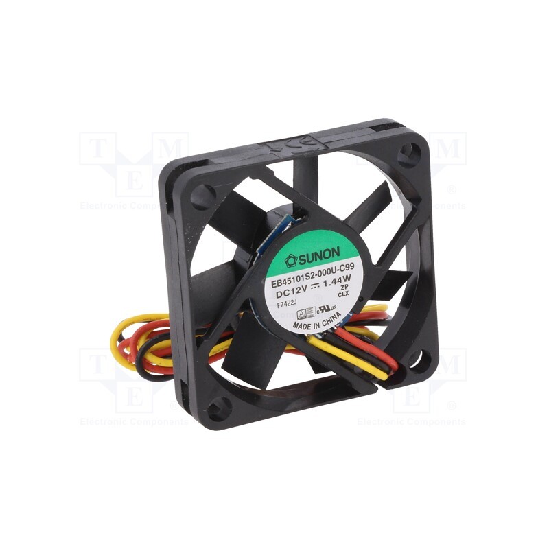 1 pcs x SUNON - EB45101S2-000U-C99 - Fan: DC, axial, 12VDC, 45x45x10mm, 15.6m3/h, 27dBA, slide bearing