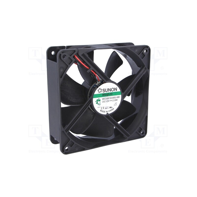 1 pcs x SUNON - MEC0381V3-000U-A99 - Fan: DC, axial, 12VDC, 120x120x38mm, 158m3/h, 37dBA, Vapo, Len: 300mm