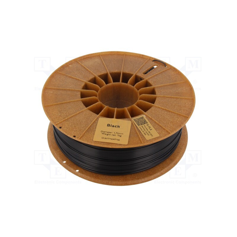 1 rol x ROSA 3D - 5907753132178 - Filament: R-PLA, 1.75mm, black, 200÷230°C, 1kg, Table temp: 40÷60°C
