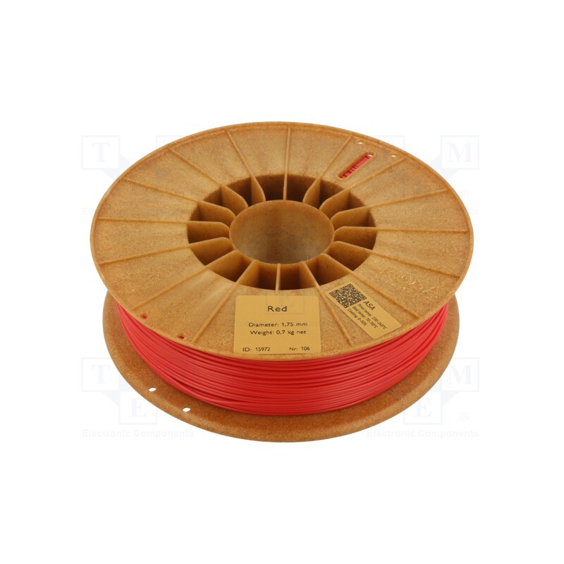 1 rol x ROSA 3D - 5907753130556 - Filament: ASA, 1.75mm, red, 220÷250°C, 700g, Table temp: 90÷110°C