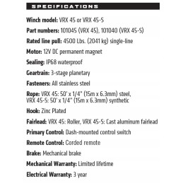 Warn VRX 45 S winch 4500 lbs 2041 kg synthetic