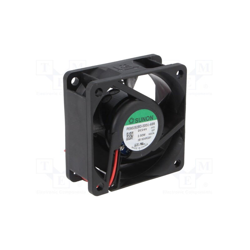 1 pcs x SUNON - PE60252B3-000U-A99 - Fan: DC, axial, 24VDC, 60x60x25mm, 49.01m3/h, 38dBA, ball bearing