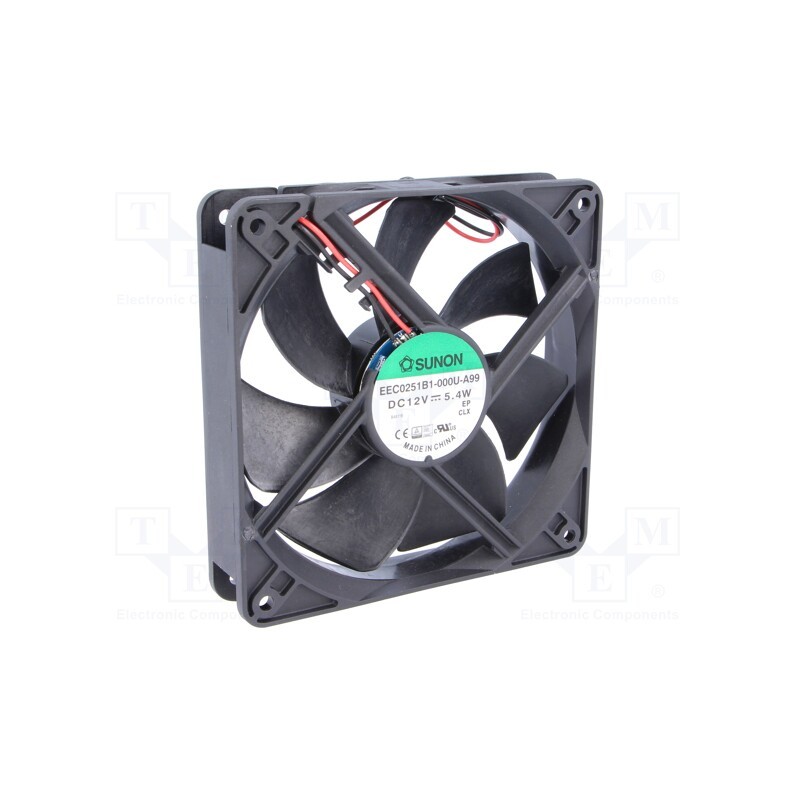 1 pcs x SUNON - EEC0251B1-000U-A99 - Fan: DC, axial, 12VDC, 120x120x25mm, 183.83m3/h, 44.5dBA, Len: 330mm