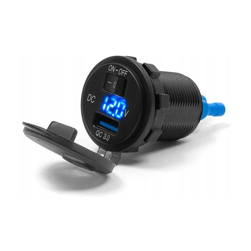 Motorcycle usb socket qc3 0 voltmeter switch