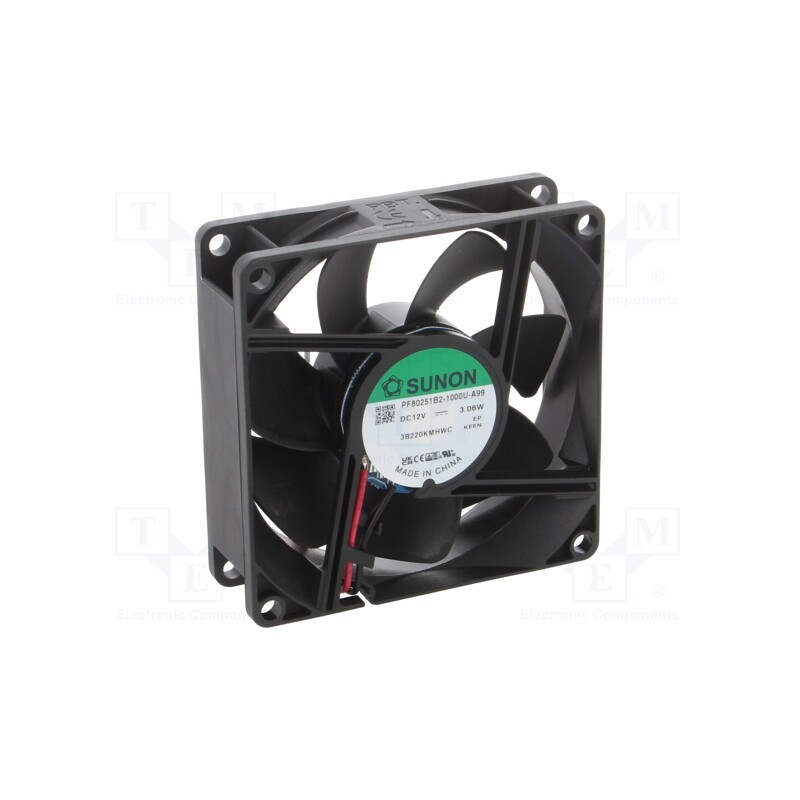 1 pcs x SUNON - PF80251B2-1000U-A99 - Fan: DC, axial, 12VDC, 80x80x25mm, 97m3/h, 44dBA, ball bearing