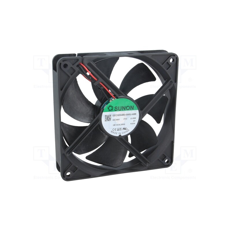 1 pcs x SUNON - EEC0254B3-000U-A99 - Fan: DC, axial, 48VDC, 120x120x25mm, 127.42m3/h, 34dBA, Len: 130mm