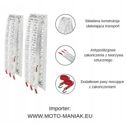 Aluminum ramps, foldable, checker plate, 2 pcs